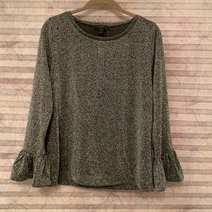 NWT JCREW Women Ruffle Sleeve Glitter Top